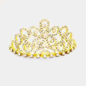 Crystal Rhinestone Pave Flower Princess Mini Tiara